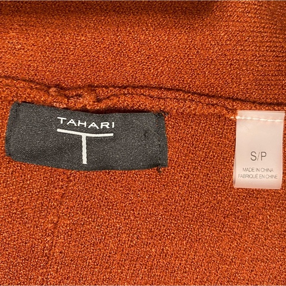 Tahari Terracotta fringe Cardigan Sweater - Picture 4 of 7